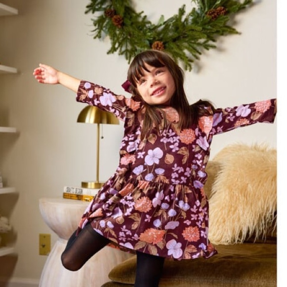 NWT Tea‎ Collection 3T Girls Fleurs De France Ruffle Dress with Bloomers New Red